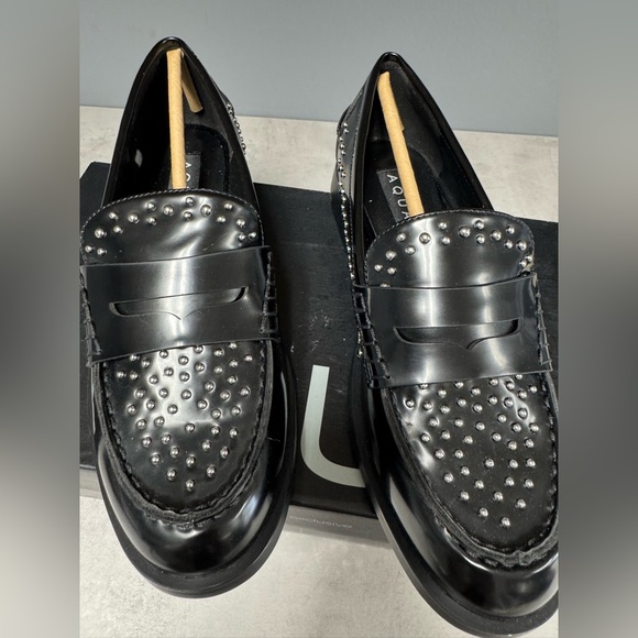 NIB- Aqua women’s Black Studded Loafers - Picture 2 of 9